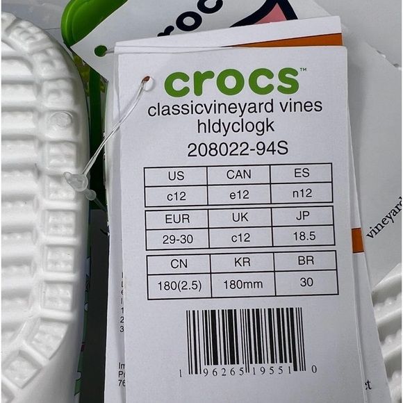 NWT Crocs x Vineyard  Vines Kids’ Crocs™ Holiday Patchwork Clogs SZ-C12 - Picture 15 of 15